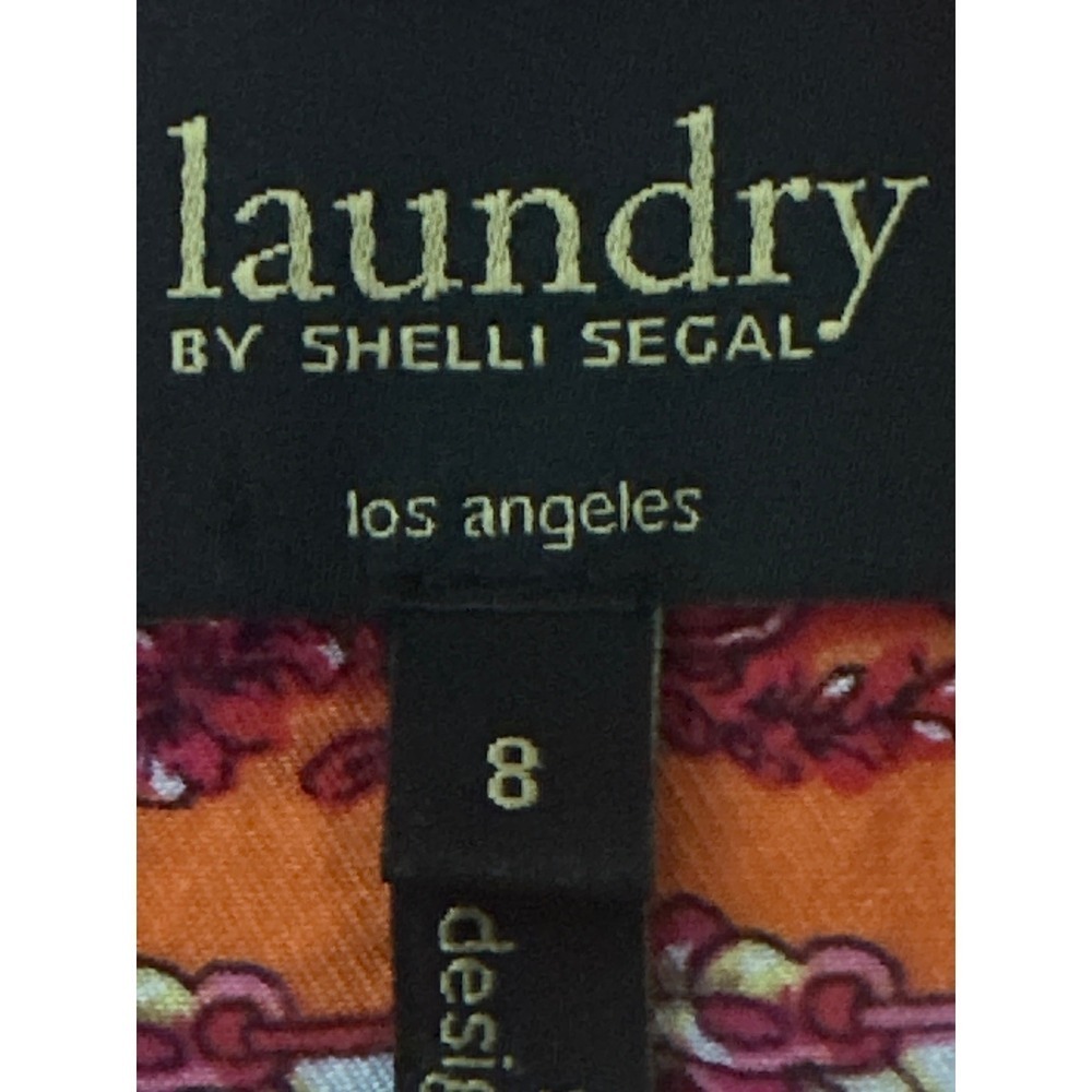 Laundry by Shelli Segal Red Orange Pink Medallion Print 3/4 Sleeve Dress Size 8 - Picture 8 of 10